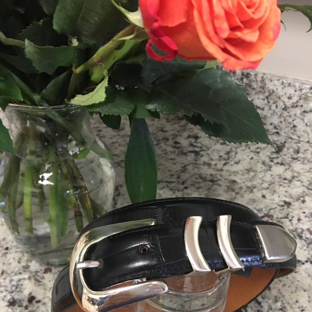 Brighton black leather belt with silver hardware